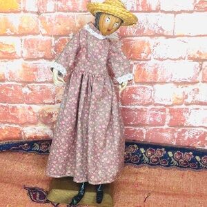 Antique 12" Primitive Folk Art Nut Granny Doll